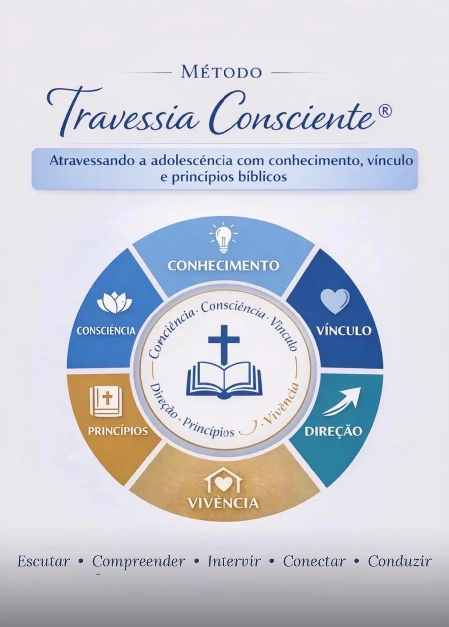 Roda do Método Travessia Consciente: conhecimento, vínculo, direção, vivência, princípios e consciência